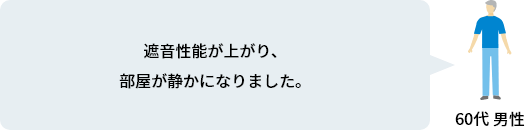 遮音性能が上がり、部屋が静かになりました。